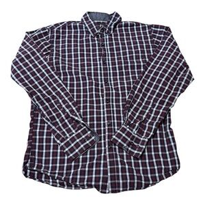 Beverly Hills Polo Club Men's Checkered Shirt - Maroon and White